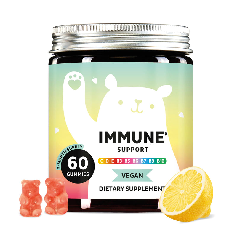 Bears with Benefits Immune Support Gummies with Vitamins C, D, B6 & Zinc | One gummy a day with 9 essential vitamins. Delicious lemon flavor in a vegan formula to support your daily immune health. 1 Count (Pack of 60)
