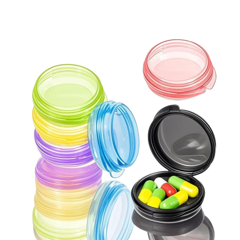 Small Pill Organizer Box Set - 6 Pcs Mini Travel Pill Case Container, Portable Daily Medicine Cases, Compact Travel Vitamin Boxes for Pocket Purse, Pills, Jewelry, Earplugs, or Small Items (6 Colour)