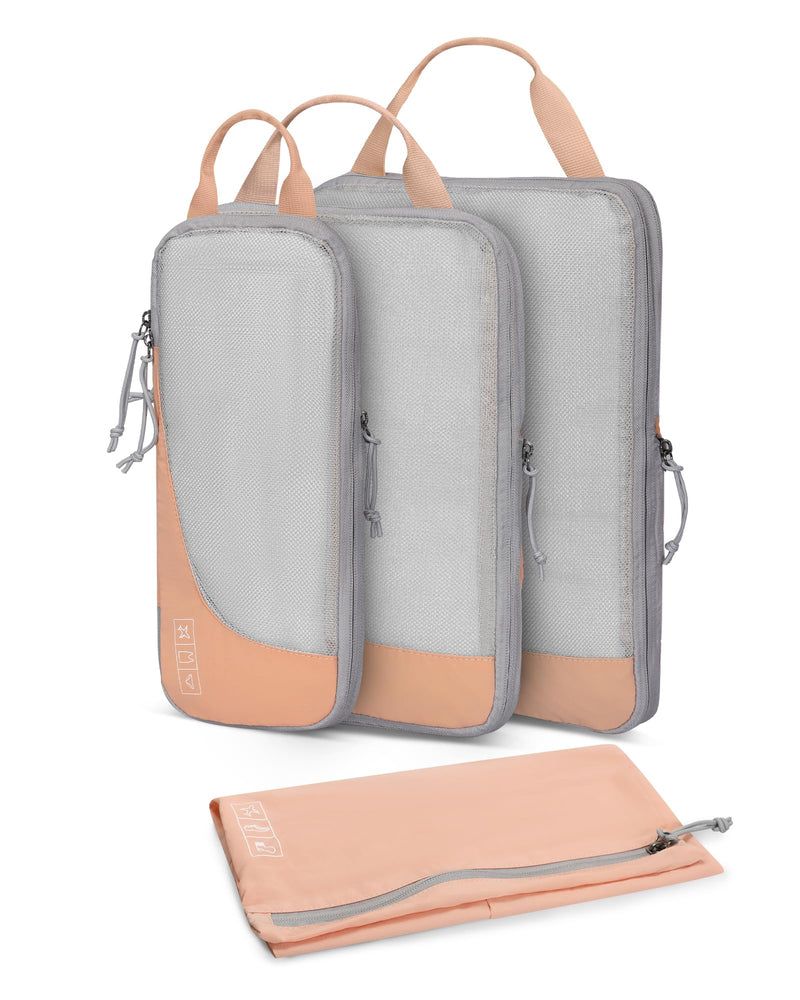 6 Set/ 4 Set/ 2 Set Compression Packing Cubes Travel Essentials Lightweight Nylon Luggage Suitcase Organizer Bag Light Pink 4PCS Light Pink-4 PCS