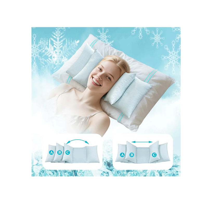 [Australia] - Beauty Pillow - Anti Wrinkle Aging Face Up for Sleeping Upright Back Training Post Eye Surgery Wrinkle Prevention Neck Stabilization Head Positioning (Cooling Fabric) Blue-cooling 