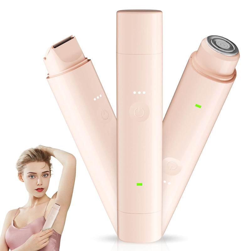 [Australia] - Bikini Trimmer for Women Pubic Hair - 2 in-1 Electric Razors for Women - Rechargeable Dual Head Electric Shaver - Waterproof Bikini Trimmer for Underarm Leg Arm Body Face Armpit Hair Remover 