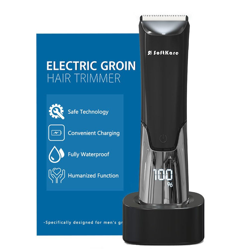 [Australia] - Body Hair Trimmer for Men Manscape - Electric Safe Shaver Pubic Hair Groomer LED Light Ball Razor Waterproof Mens Trimmers Rechargeable Cordless Replaceable Ceramic Blade Clipper Wet/Dry Smooth 