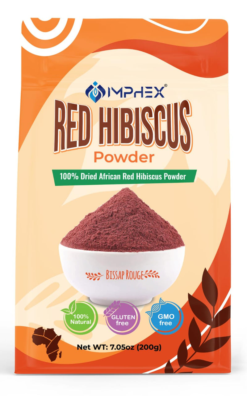 Red Hibiscus Powder – Bissap Rouge | Raw & Natural from Senegal | 100% Pure Superfood | Rich in Antioxidants & Vitamin C | Non-GMO, Gluten-Free, No Additives | 7.05 oz (200g)