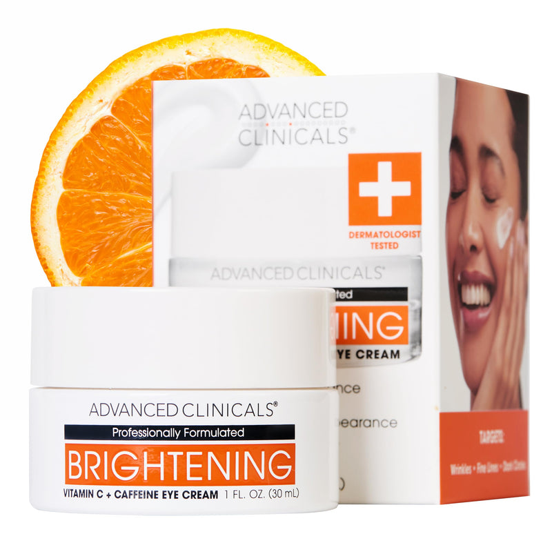 Advanced Clinicals Brightening Vitamin C + Caffeine Eye Cream For Dark Circles Treatment, Dark Spots, & Puffiness, Under Eye Face Moisturizer, 1 Fl Oz Brightening Vitamin C Eye Cream 1 Fl Oz (Pack of 1)