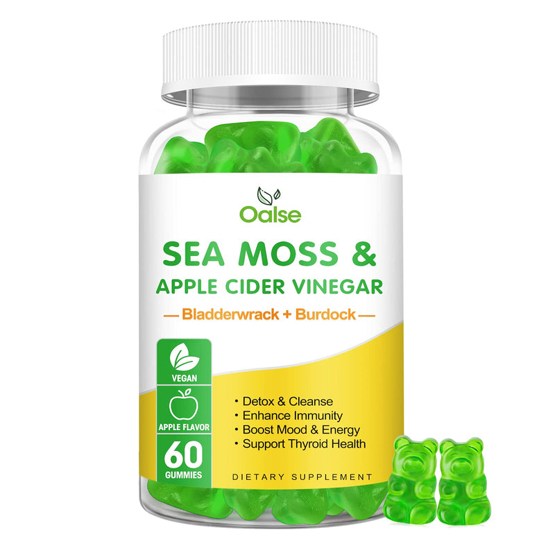 Sea Moss Gummies, Bladderwrack, BurdockRoot for Immune Health | 60Count, Apple Flavor 60 Count (Pack of 1)