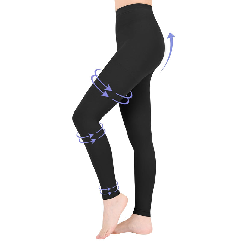 [Australia] - Compression Pantyhose for Women & Men, 20-30mmHg Medical Graduated Compression Leggings, Waist High Compression Stockings for Varicose Veins Edema Flight Large Black 