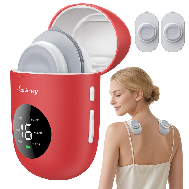 Wireless TENS Unit, Muscle Stimulator for Pain Relief, U8PRO TENS Machine | Dual Channel, Pocket-Size, EMS Massage with Charging Case, LED Screen, Portable Massager for Back, Shoulder, Waist, Red