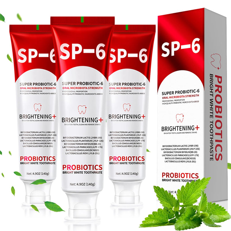 [Australia] - SP-6 Probiotics Whitening Toothpaste - Probiotics for Teeth Whitening and Gum Health - Enamel-Safe, Fluoride-Free, Double Mint Flavor,Fresh Breath (3PCS) 3 