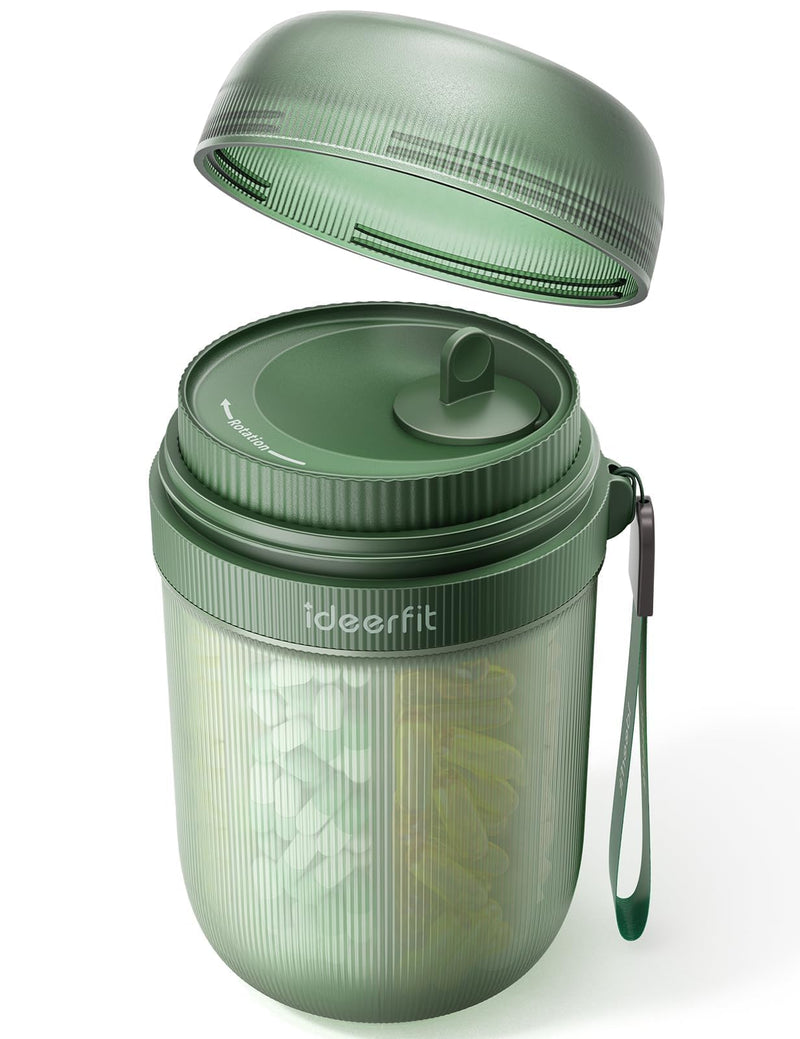 Large Pill Organizer with Desiccant, 7-Compartment Pill Bottle | Light-Proof, Moisture-Proof, Anti-Mixing, Touch-Free Pill Dispenser, Sealed BPA-Free Vitamin Organizer with Handle, Green