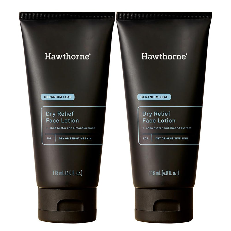 Hawthorne Men's Ultra Moisturizing Dry Relief Face Lotion For Dry, Sensitive Skin. Made With Shea Butter and Almond Oil. Natural Ingredients, Vegan, Sulfate Free. 2-Pack, 4 Fl. Oz. Each 4 Fl Oz (Pack of 2)