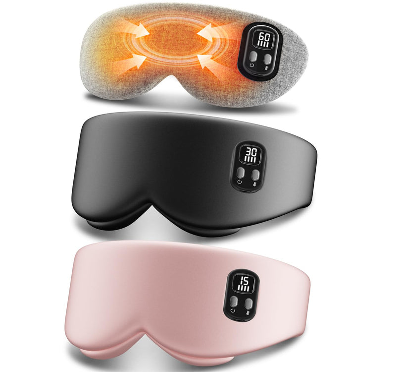 [Australia] - Heated Eye Mask - Cordless Eye Mask for Dry Eyes ÔΩú4 Heating Levels ÔΩúTimer Shutoff FunctionsÔΩúWashable Dry Eye ReliefÔΩú1500mAhÔΩúSleep & Travel EssentialÔΩúSilk Fabric Black and Pink 1 Count (Pack of 1) 