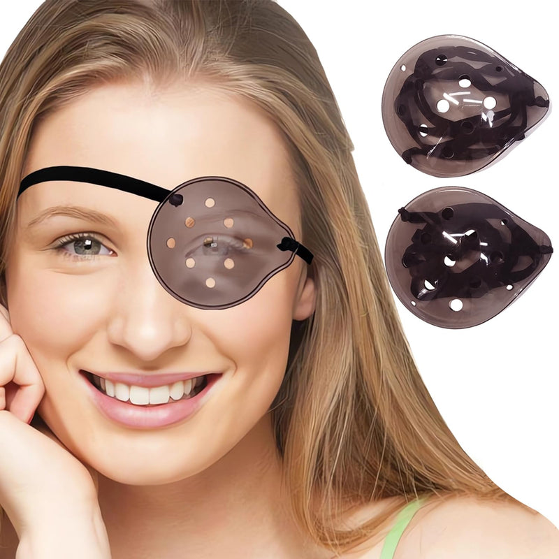 [Australia] - AMZVIO 2pcs Eye Shield After Cataract Surgery Dark Clear Eye Patch Plastic Guard with Black Elastic Strap for Adult Sleeping or Go Out,Reduce The Sensitivity of The Eyes to Light After Surgery(Brown) 