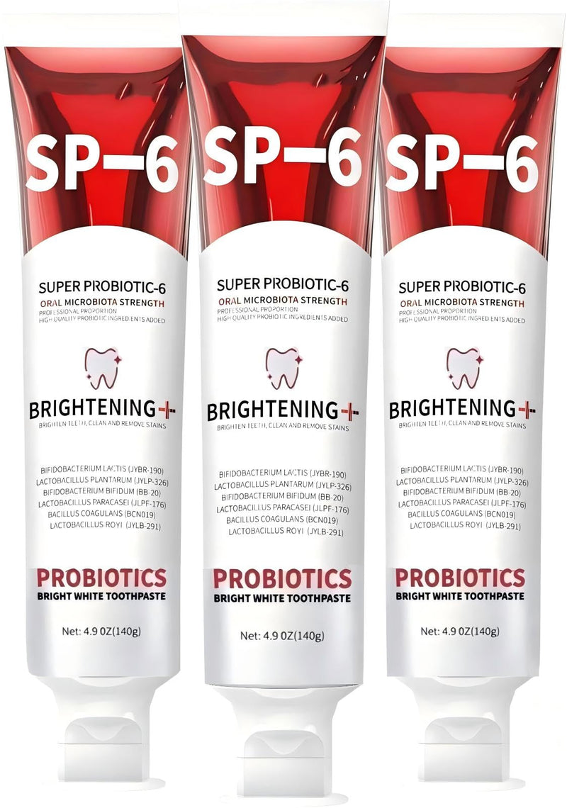 [Australia] - Sp-6 Probiotics Whitening Toothpaste - Sp6 Brightening Tooth Paste Enhanced Super Probiotic Formula Deep Cleaning Fresh Breath Dental Gum Health Oral Microbiota Strength Enamel Care 3 