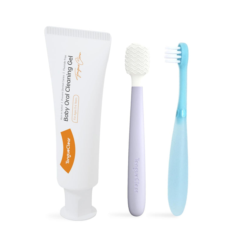 Kids Tongue Scraper and Training Toothbrush Kit, Tongue Cleaner Combo for Infant & Newborn 0-3 Years