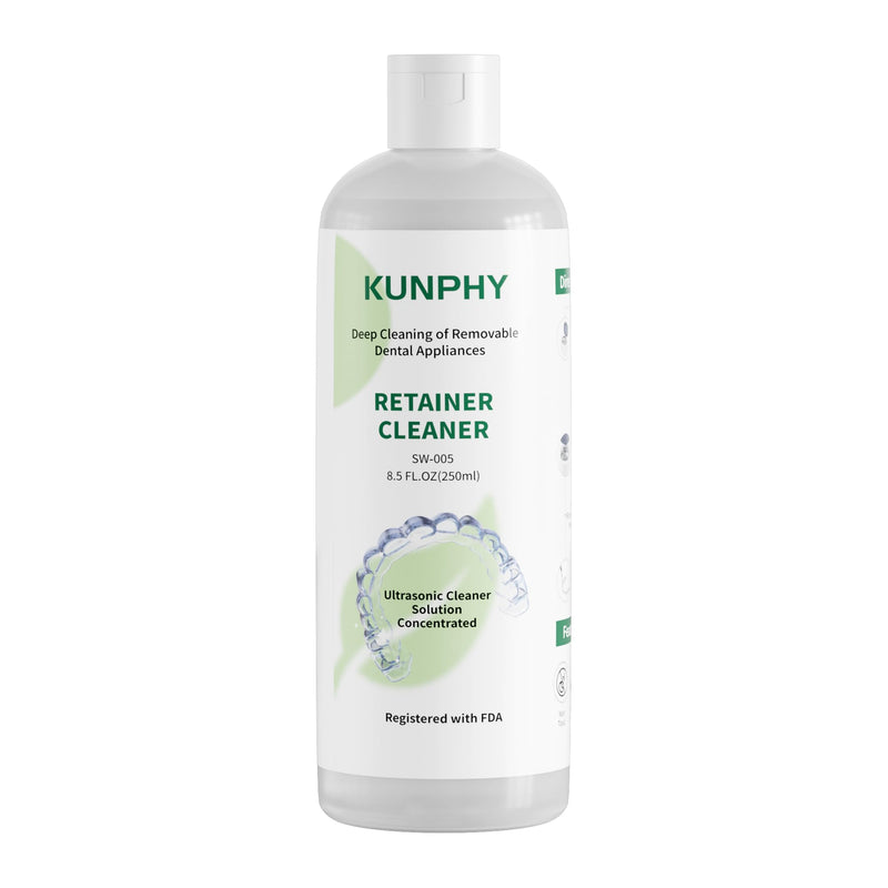 [Australia] - KUNPHY Ultrasonic Retainer Cleaner Solution Concentrate-Professional Cleaning of Retainers, Denture, Invisible Aligners, Mouth Guards, Night Guards, Remove Odors, Discoloration & Stains 8 oz(Mint) 8 Ounce 