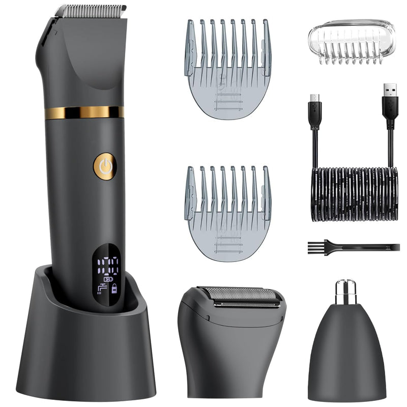 [Australia] - Ball Shaver for Men, 3-in-1 Multifunction Body Hair Trimmer & Pubic Shaver with Titanium Blades (No Nicks!), IPX7 Waterproof Electric Razor, LED Display, Wet/Dry 
