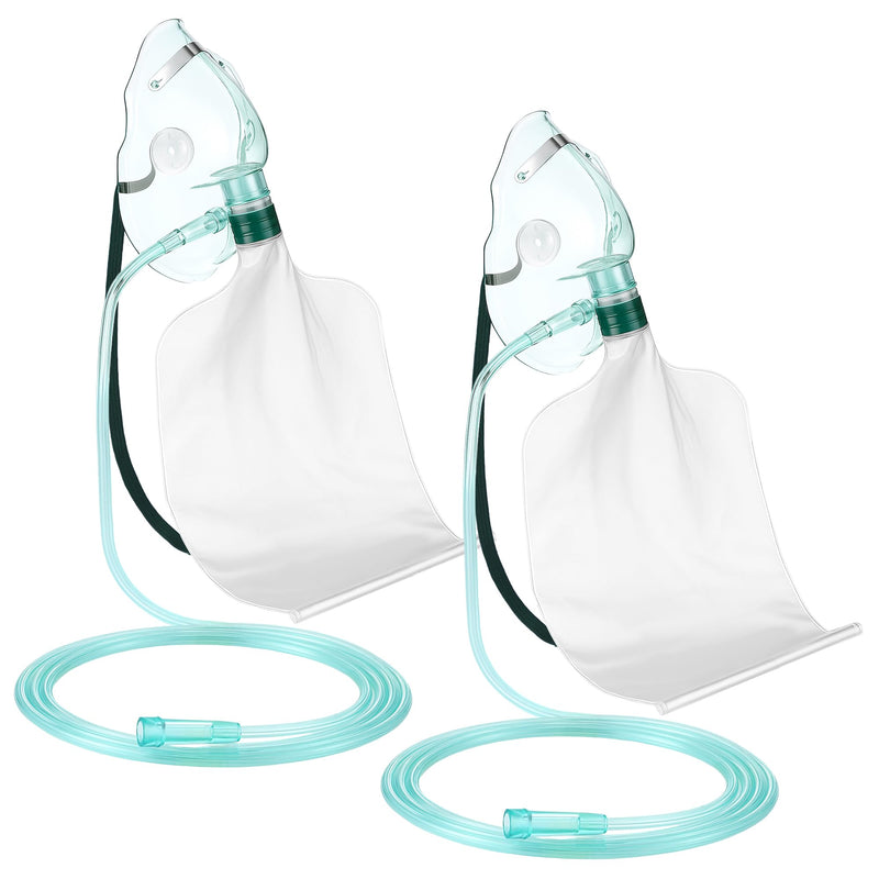 [Australia] - Geiserailie 2PCS XL Non Rebreather Oxygen Mask with Reservoir Bag, Non Rebreathing Oxygen Mask with 6.6ft Tubing and Adjustable Elastic Strap 