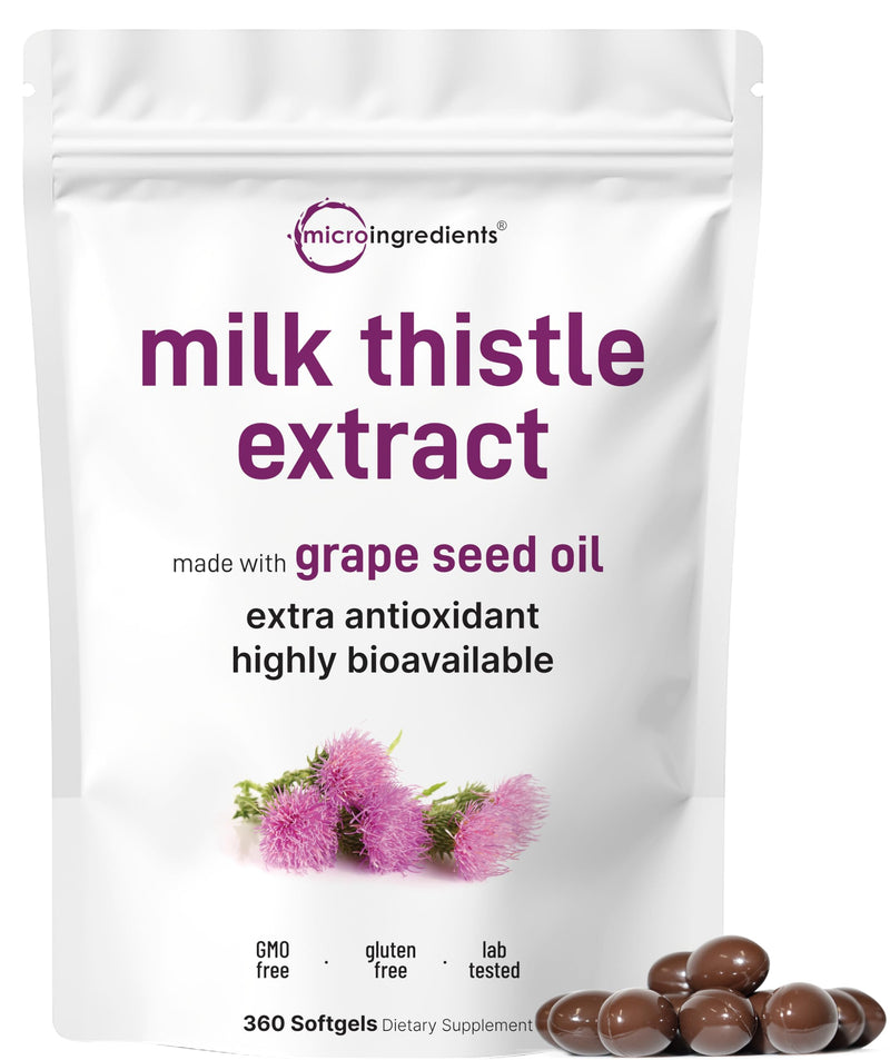 [Australia] - Micro Ingredients Milk Thistle Supplement 6,000mg | 360 Softgels with Grape Seed Oil | Highly Bioavailable Extract | Liver Support & Detox | Contains Active Silymarin + Antioxidants 