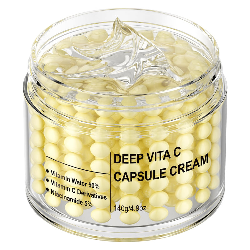 Deep Vitamin C Capsule Face Cream,Moisturizer Capsule Facial Cream,Hydrating Night Face Cream Skincare 4.9 OZ Vitamin C Capsule Cream