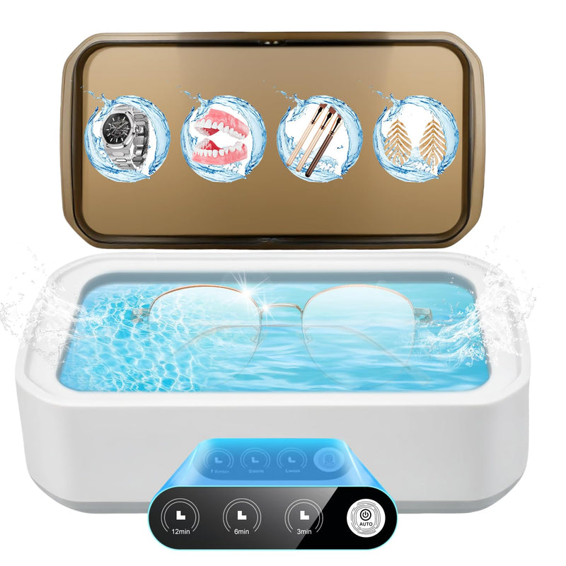 [Australia] - Ultrasonic Retainer Cleaner for Tooth，50KHz Jewelry Cleaner Deep Cleaning Machine -650ML Dental Cleaning Pod for Dentures/Mouth Guards/Eyeglasses-3 Timers -Stainless Steel, Reliable Use 