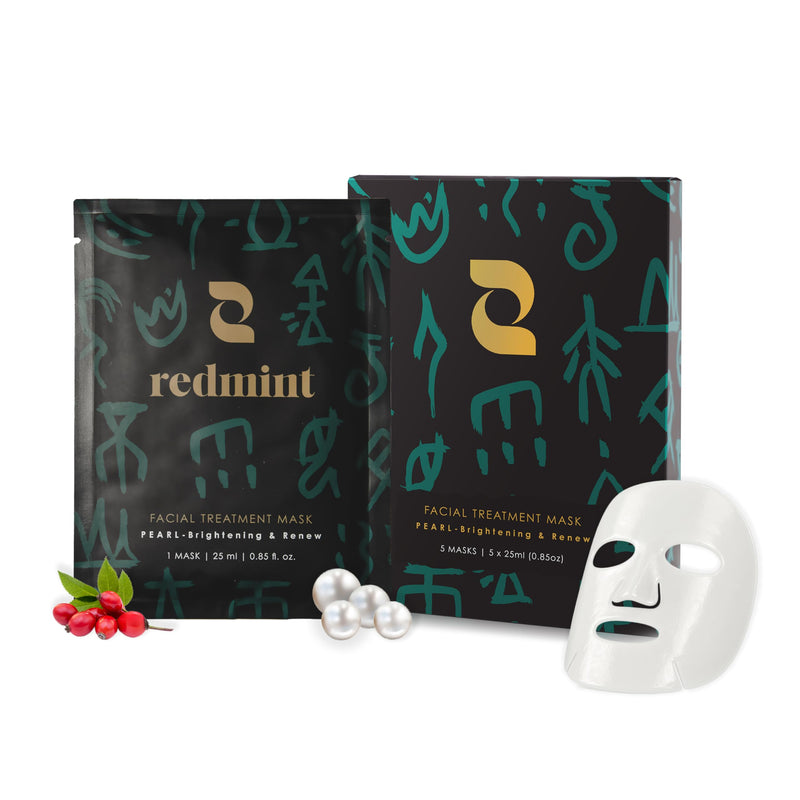 Renew Hydrogel Face Mask with Pearl & Vitamin C Anti-Aging | Sheet Mask for Radiance, Deep Hydration, Dark Spots, Fine Lines & Collagen Support, Goji Berry + Hyaluronic Acid, 5 Sheets