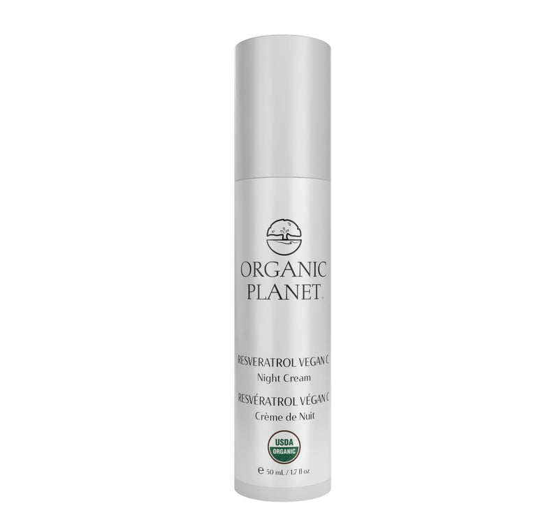 Resveratrol Vegan C Night Cream – USDA Certified Organic Anti-Aging Face Moisturizer – 100% Waterless Nightly Repair for Wrinkles & Dark Spots – Plant-Based Brightening – 1.7 fl oz