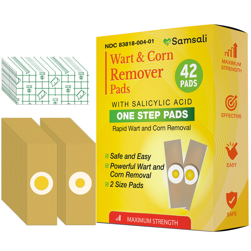 [Australia] - Wart Corn Remover Pads for Feet: 42 Pack 40% Salicylic Acid Extra Strength Bandages for Plantar Warts Corns Small Callus on Feet Hands Toes - Safe Effective Treatment for Adults Children (42 Pads) 42 Pads 