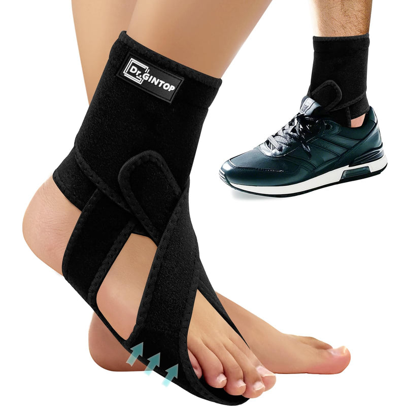 AFO Foot Drop Brace for Walking, Plantar Fasciitis Night Splint, Ankle Foot Orthosis, Drop Foot Brace w/Arch Support Relief Pain for TBI, ALS, MS Stroke, Fracture, Spinal Cord Injury Right Black-Right