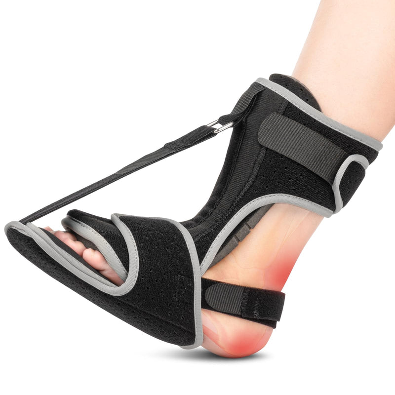Plantar Fasciitis Night Splint: Upgraded Plantar Fasciitis Brace for Women Men Plantar Fasciitis Relief Achilles Tendonitis Foot Drop Heel Spur Pain Black Black-1pack