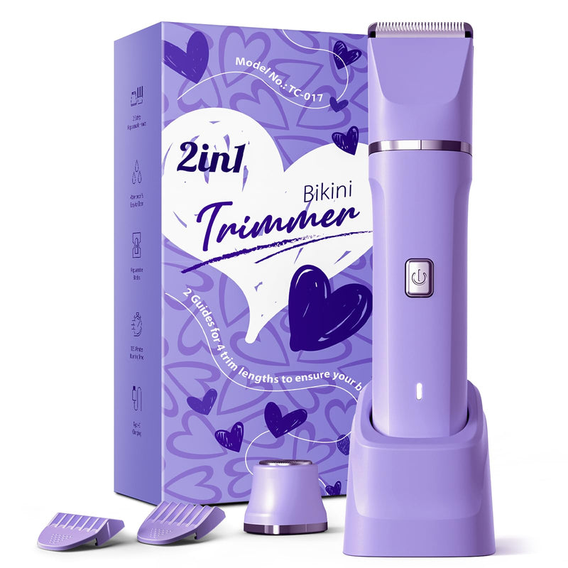 Electric Razors for Women - IPX7 Waterproof Pubic Hair Remover for Shower & Travel, 3-in-1 Bikini Trimmer with Body/Round/Curved Heads, Hypoallergenic Foil & Ceramic Blades, Self-Care Gifts for Her