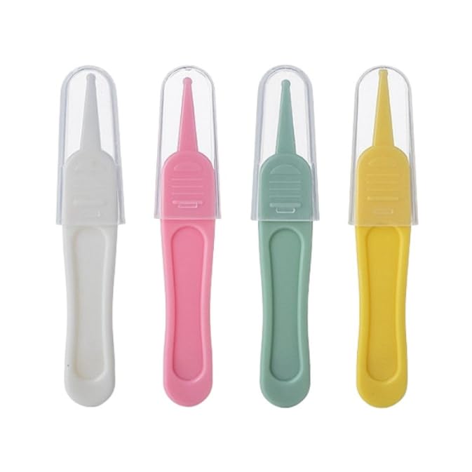 [Australia] - 6 PCS Infant Nose Cleaning Tweezer Plastic Round Head Care Ear Nose Navel Clean Tool Nipper Plier Pincet Forceps for Kids Nose Cleaning Pick Nipper 