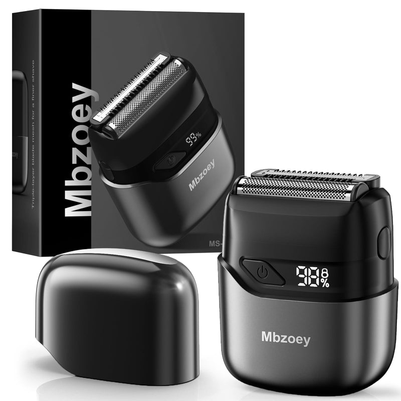 Electric Foil Shavers for Men: Mini Electric Razor for Face - IPX7 Waterproof Cordless Razor with LED Display & Fast Charge - Micro-Comb Technology & Precision Blades Sanded Grey