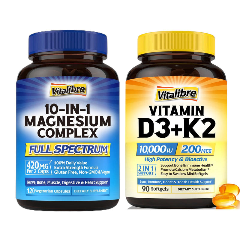 Vitalibre Magnesium Complex 10 in 1 and Vitamin D3 K2 10000 IU