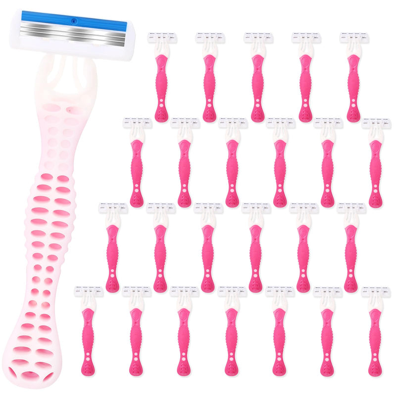 [Australia] - 24 Pcs Sensitive Women's Disposable Razors Bulk 3 Blade Sensitive Skin Disposable Razors for Women Individually Packaged Travel Size Toiletries Ideal for Hotel Travel Donate Daily Use 24 