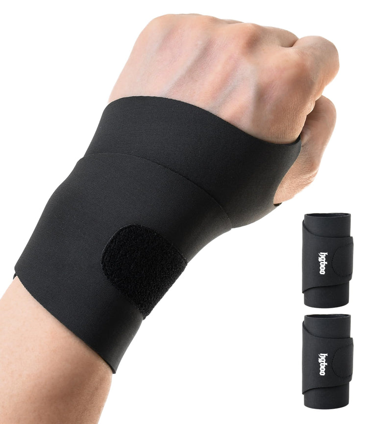 2 Pack Thin Compression Wrist Brace for Men & Women, Adjustable Elastic Wrist Support for Carpal Tunnel Arthritis Tendonitis Sports Pain Relief, Soft & Comfortable Day/Night Wrist Wraps (Black) Black
