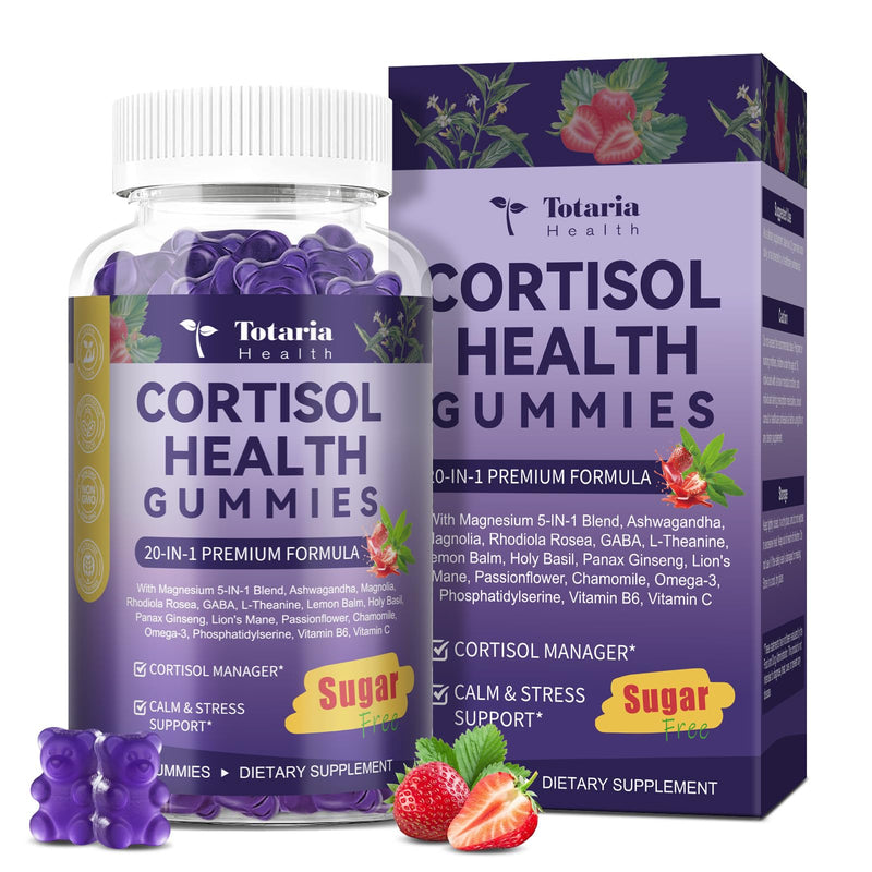 Cortisol Supplements for Women & Men 20-in-1 Cortisol Gummies with Ashwagandha Rhodiola Rosea Magnesium Phosphatidylserine Calm Focus Mood Support Healthy Cortisol Levels 30 Day Supply 60 Count (Pack of 1)