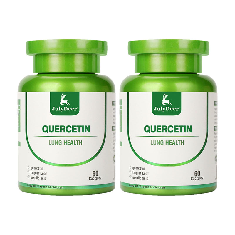 JulyDeer Quercetin 400 mg, Loquat Leaf Extract, Ursolic Acid 120 Capsules | Healthy Immune Support Supplements, High Bioavailable Flavonoids, Natural Antioxidant – Non-GMO, No Gluten - 2 btls 2 Btls 120 Capsules