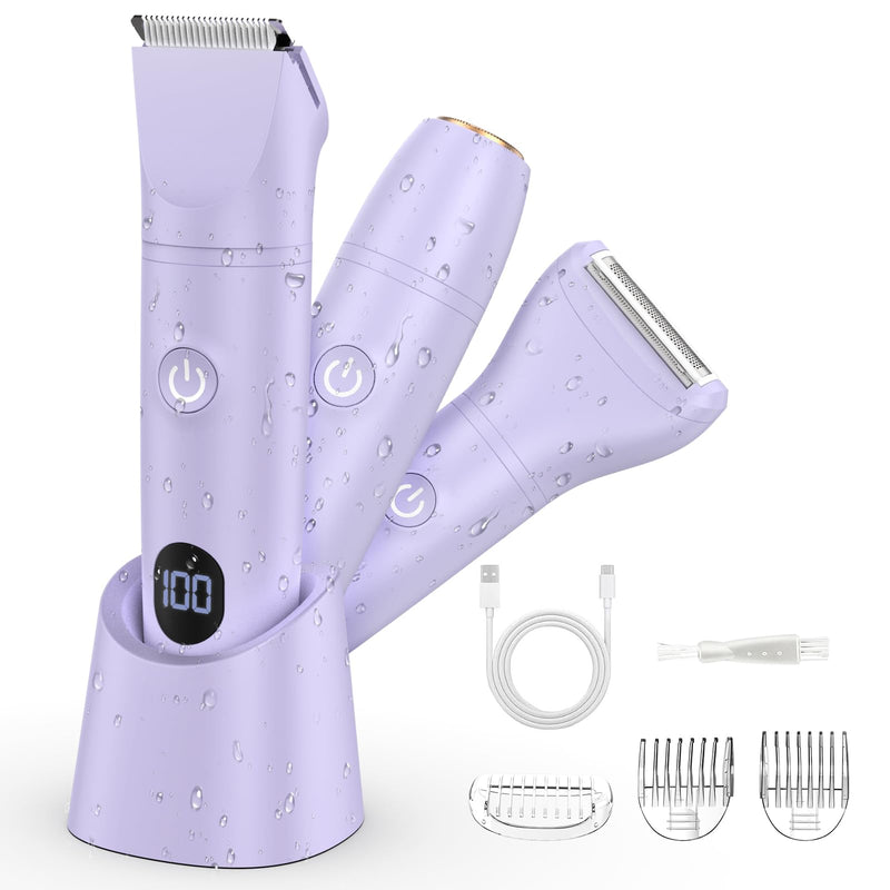 [Australia] - Bikini Trimmer Electric Razors for Women,3 in 1 Body Hair Removal Kit for Face,Pubic,Arm, Leg, Armpit, Bikini Trimmer,Painless IPX6 Waterproof Rechargeable Portable Lady Shavers Wet & Dry Gifts 