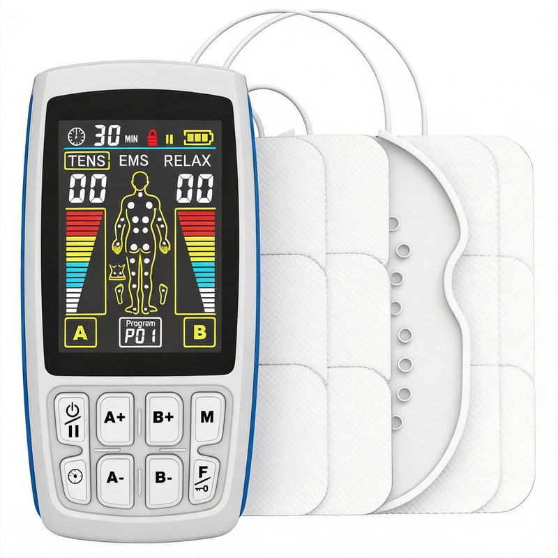 TENS Unit EMS Muscle Stimulator, 3-in-1 Dual Channel Electronic Pulse TENS Machine with Clear LCD Screen, 28 Modes Rechargeable Pain Relief Machine for Back, Sciatica, Neck, Knee & Muscle Soreness | 3-in-1& 28 Modes& 40 intensity