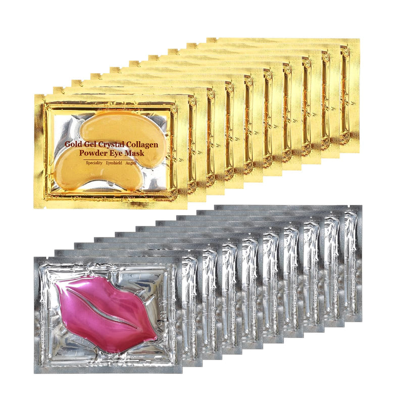 Collagen Lip and Eye Mask Set | 40 Pairs pink and gold