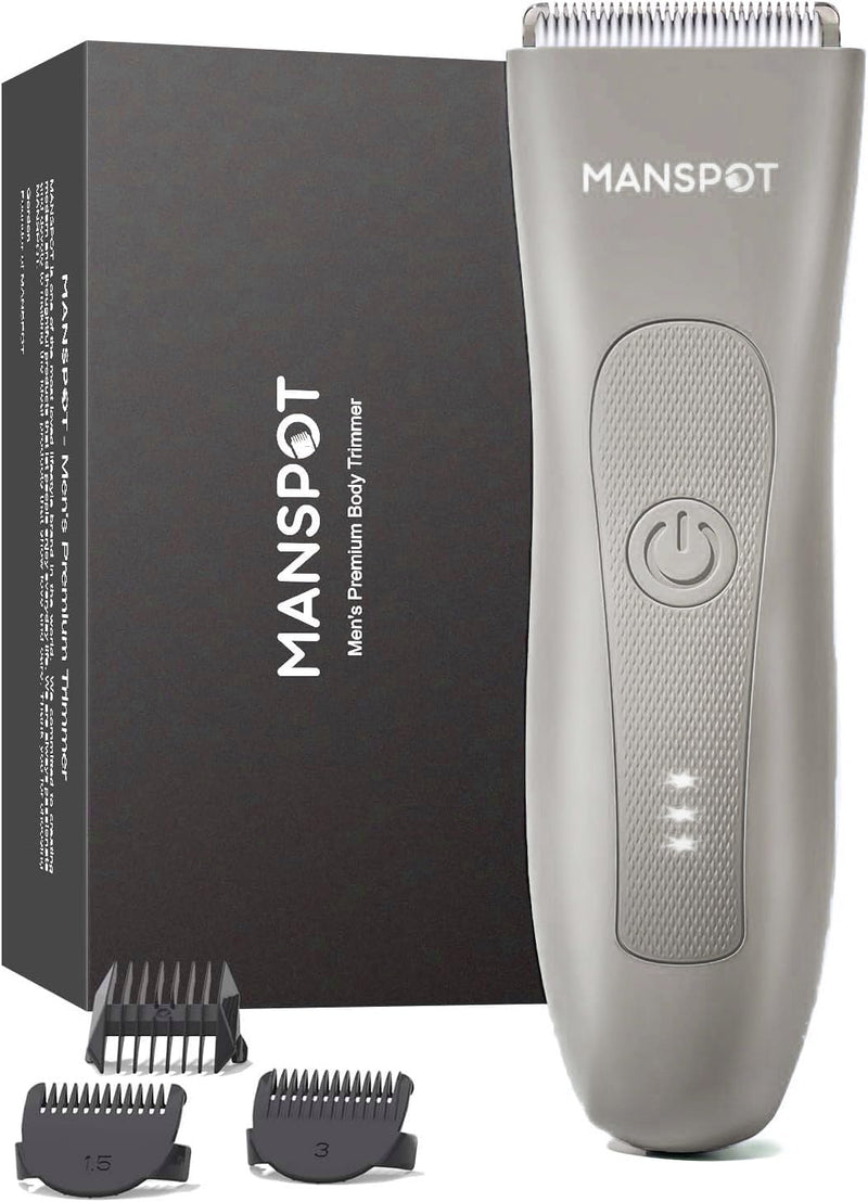 MANSPOT Pubic Hair Trimmer for Men (Silk Gold), Replaceable Ceramic Blade Heads, Waterproof Wet/DryTrimmer for Men, 90 Minutes Shaving