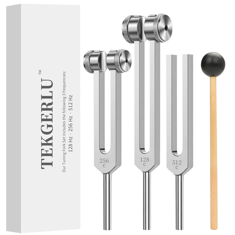 [Australia] - Professional Therapeutic Tuning Forks Set - 128Hz 256Hz 512Hz Aluminum Sound Healing Kit with Striker & Shockproof CaseÔΩúVibration Therapy for Yoga, Meditation, Stress Relief 