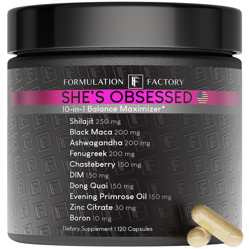 [Australia] - She's Obsessed: 10-in-1 Hormone Balance Maximizer with Shilajit, Maca, Ashwagandha, DIM, Dong Quai, Zinc & More for Vitality & Balance ‚Äì 120 Capsules 2 Months 120 Count (Pack of 1) 