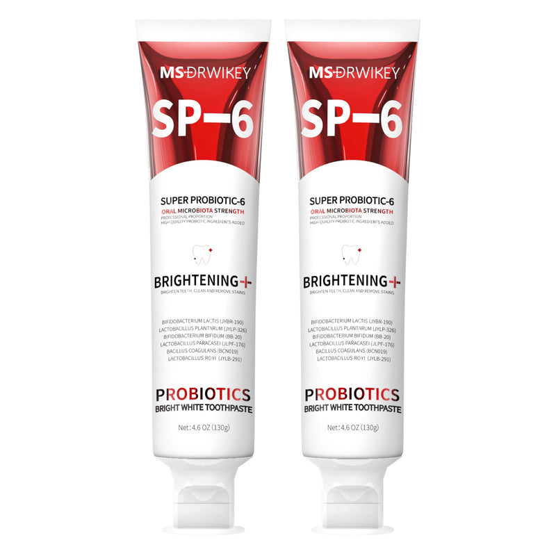 [Australia] - SP-6 Probiotic Whitening Toothpaste - Enhanced Formula with 6 Probiotics for Teeth Whitening and Gum Health - Enamel-Safe, Fluoride-Free, Fresh Mint Flavor, 4.6oz (2) 2 