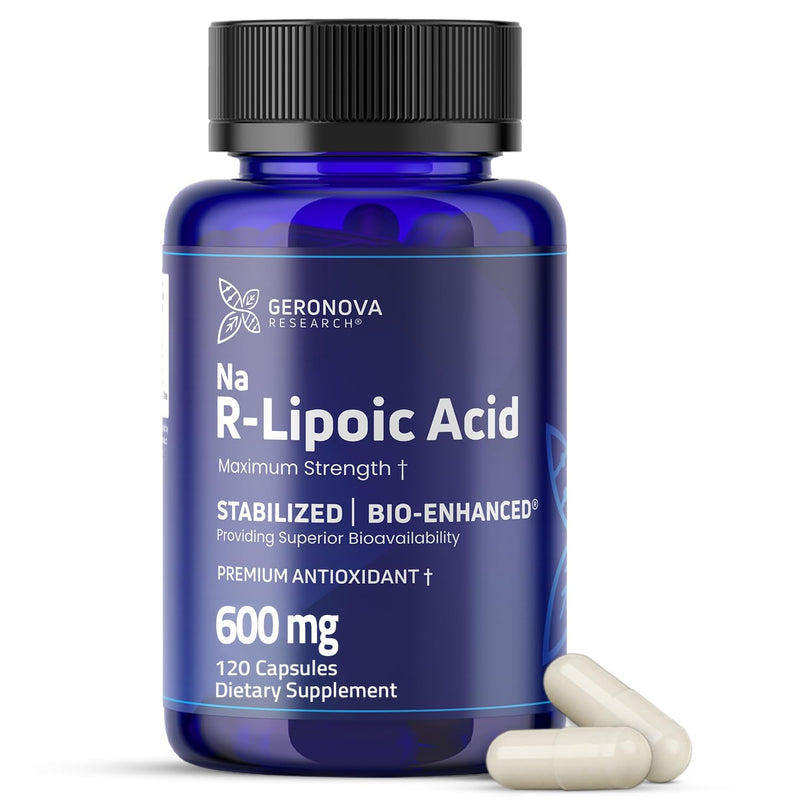 [Australia] - Bio-Enhanced R-Lipoic Acid, 600 mg Capsules - 2 Month Supply - Stabilized R Alpha Lipoic Acid with Enhanced Absorption - R Lipoic Acid Supplement - 120 Count 