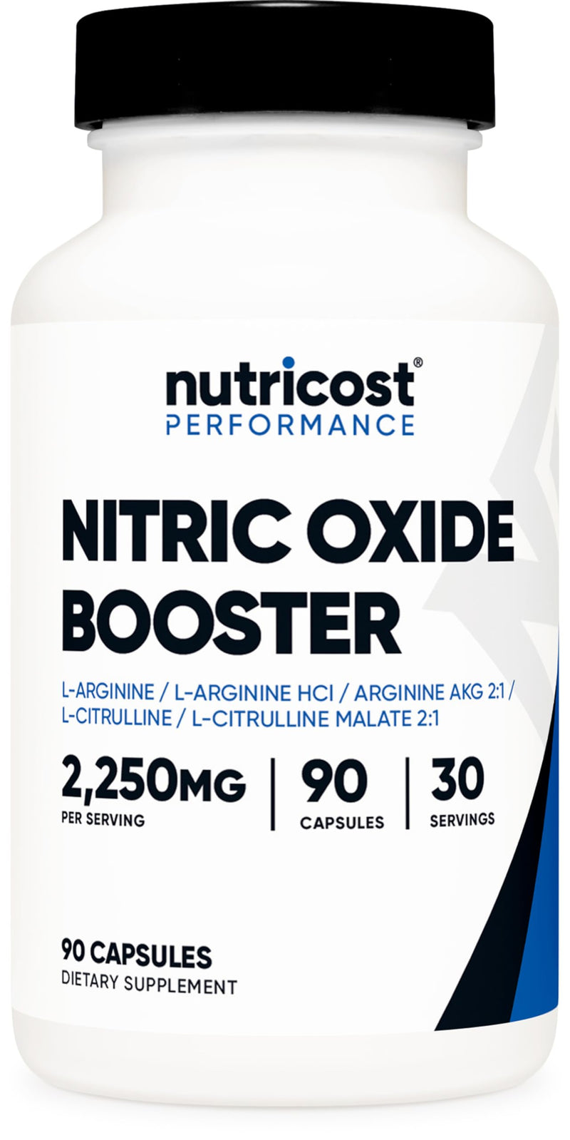 Nutricost Nitric Oxide Booster (2250mg) 90 Capsules, Gluten-Free, GMO-Free | 750mg Per Casule, 30 Servings 90 Count (Pack of 1)