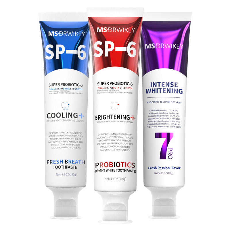 [Australia] - SP-6 Toothpaste, Cooling Fresh Breath, and 7-Pro Whitening Toothpaste Bundle | 6 Probiotics for Oral Health, Fluoride-Free, Safe for Enamel, Deep Whitening & Freshness 