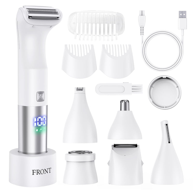[Australia] - Bikini Trimmer for Women - 6 in 1 Electric Razors for Women, Cordless Rechargeable Electric Shaver, IPX7 Waterproof Wet Dry Lady Body Hair Remover for Face Nose Eyebrow Arm Leg Pubic Armpit 