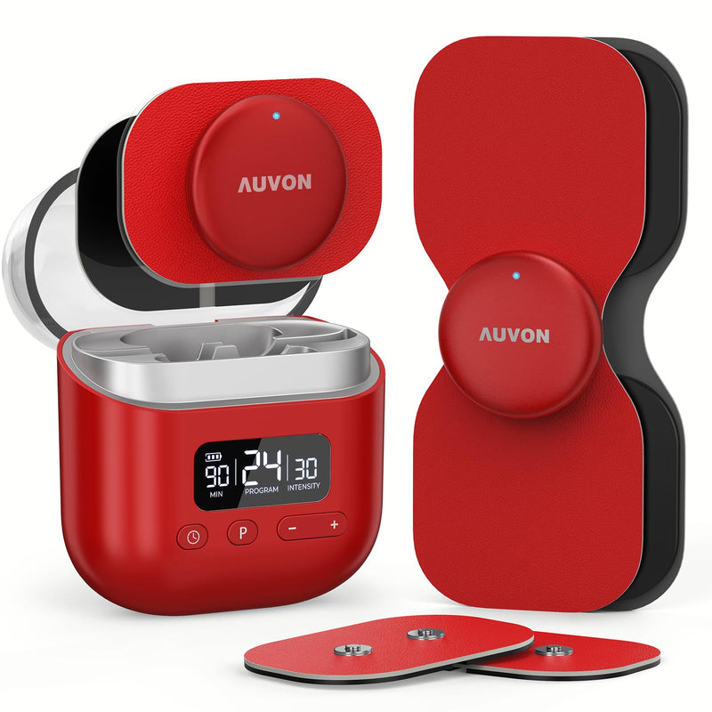 AUVON Wireless 24 Modes TENS Unit Muscle Stimulator for Pain Relief, 6 Pads | Smart Rechargeable EMS Massager, Pocket-Size TENS Machine, Drug-Free Pain Relief for Neck, Back & Shoulder, 6 Premium Pads