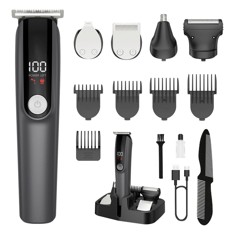 [Australia] - Beard Trimmer for Men, Electric Razor for Nose, Body, Face and Mustache, 5-in-1 Barber Hair Clippers, Cordless Shavers for Men Grooming Kit Ideal Gift 